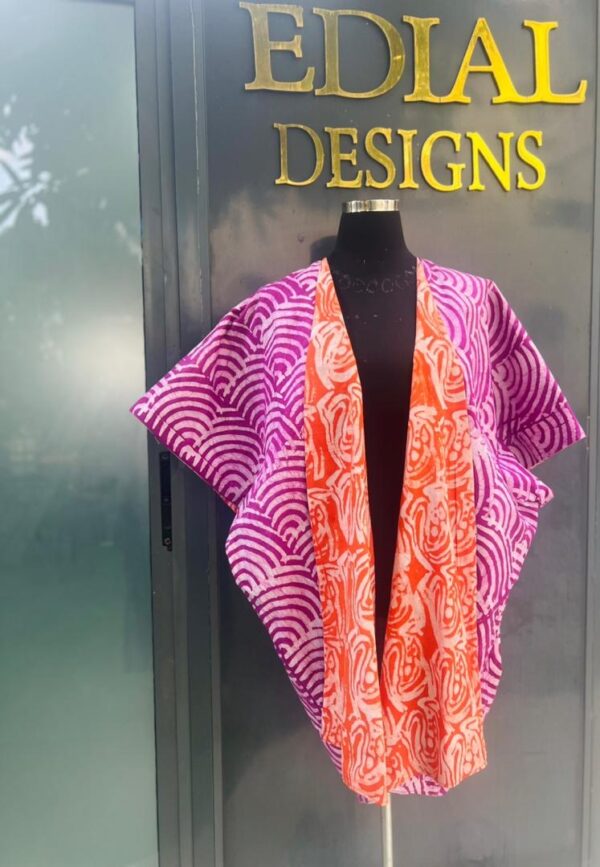 A knee length kimono jacket