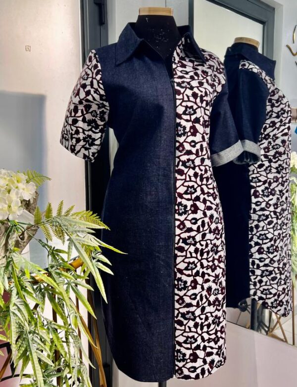 GAK Jeans Dress Combination of Ankara & Jeans 