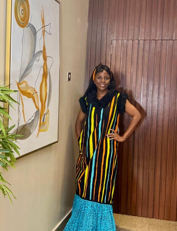 Multicolored Ankara with tulle