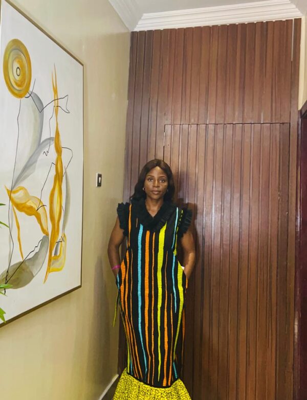 Multicolored Ankara with tulle